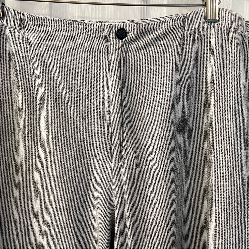 Chicos Black & White Pin Stripe Linen Blend Sz 3 (16)